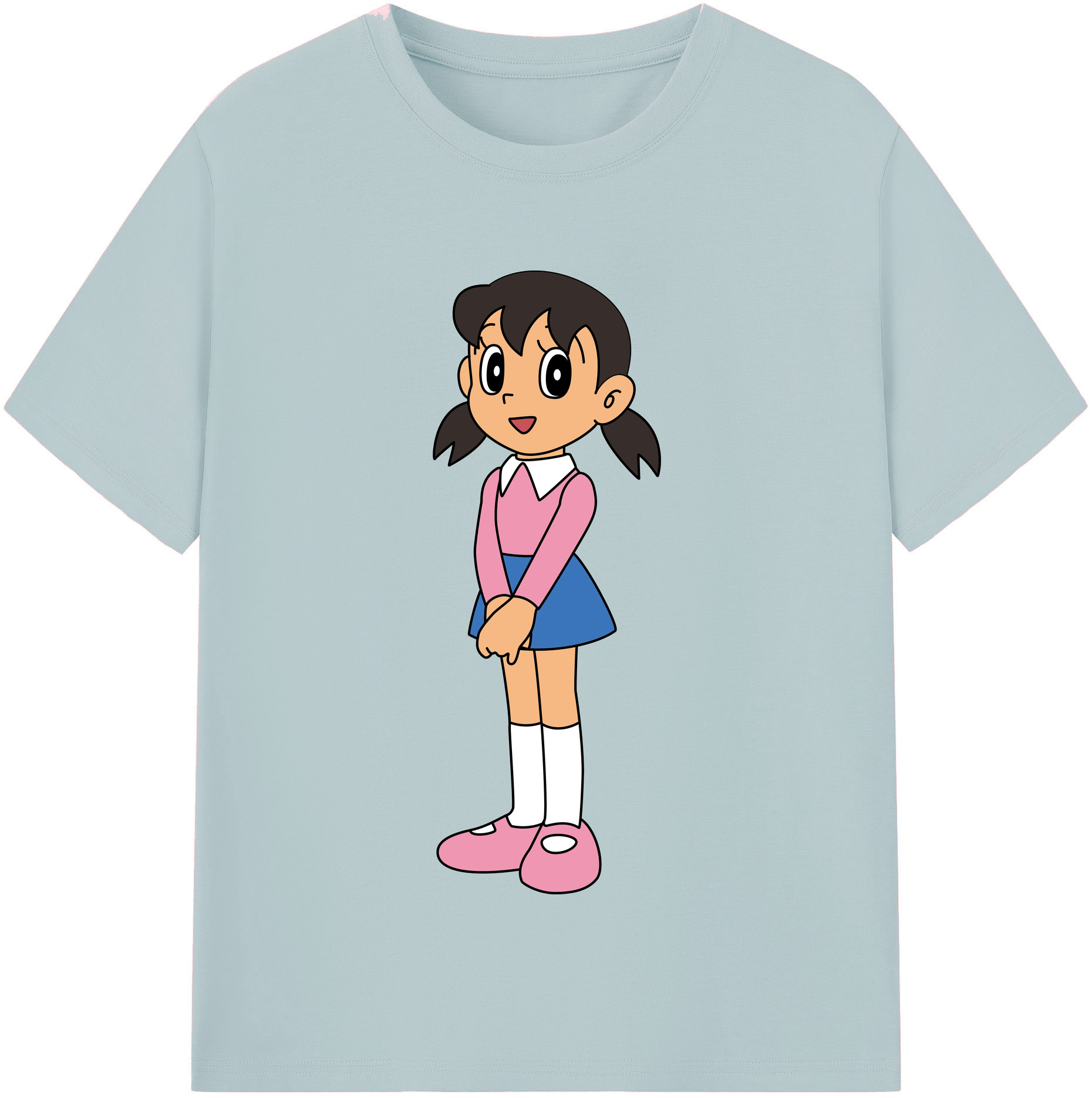 （画像用） ドラえもん みなもと しずか Doraemon Shizuka Minamoto 綿100％半袖Tシャツ（フロントプリント）